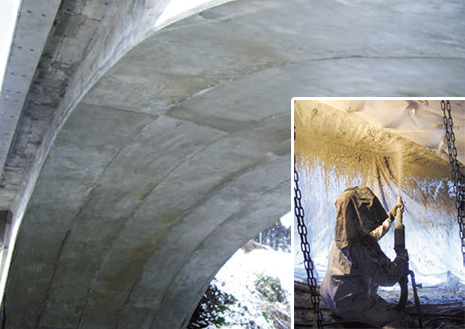 リフレドライショット工法(乾式吹付断面修復工)